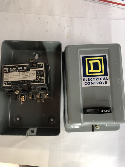 New Square D Nema Size 00 A02 Starter 8502 Ao2,208V Coil,8502 A02,1 1/2Hp,Fl