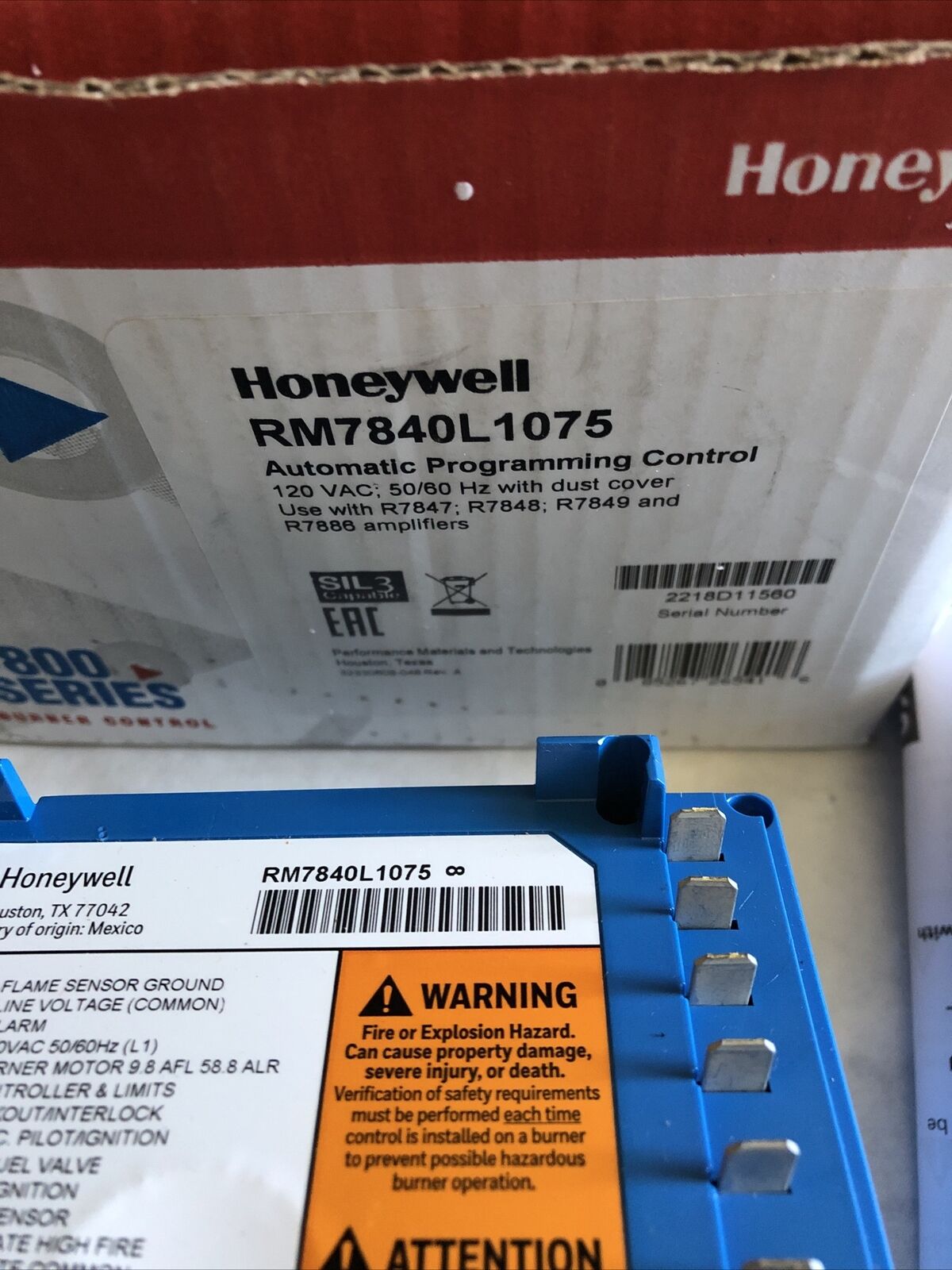 New Honeywell Rm7840 L 1075, Rm7840l1075 Burner Control, Rm7840l 1075,Bu