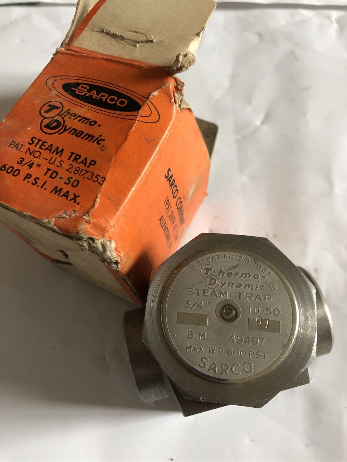 New 3/4" Spirax-Sarco 3/4 Td-50 Thermodynamic Steam Trap,B.M. 49497,Td50,An