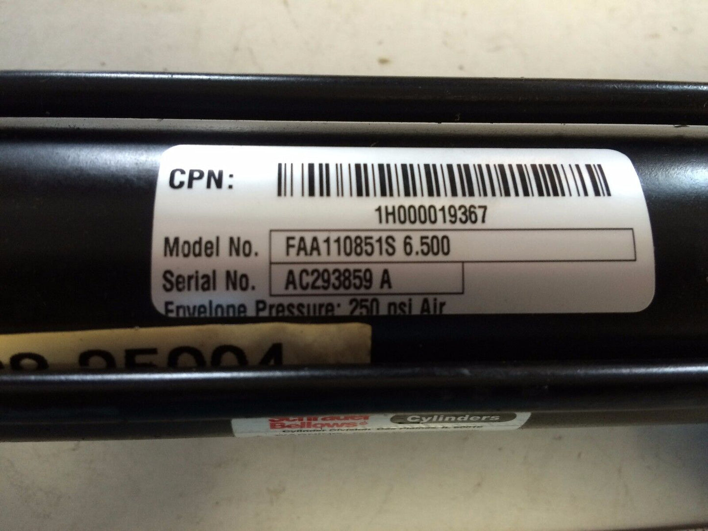 New Schrader Bellows Faa110851s 6.500 Pneumatic Cylinder,Bh