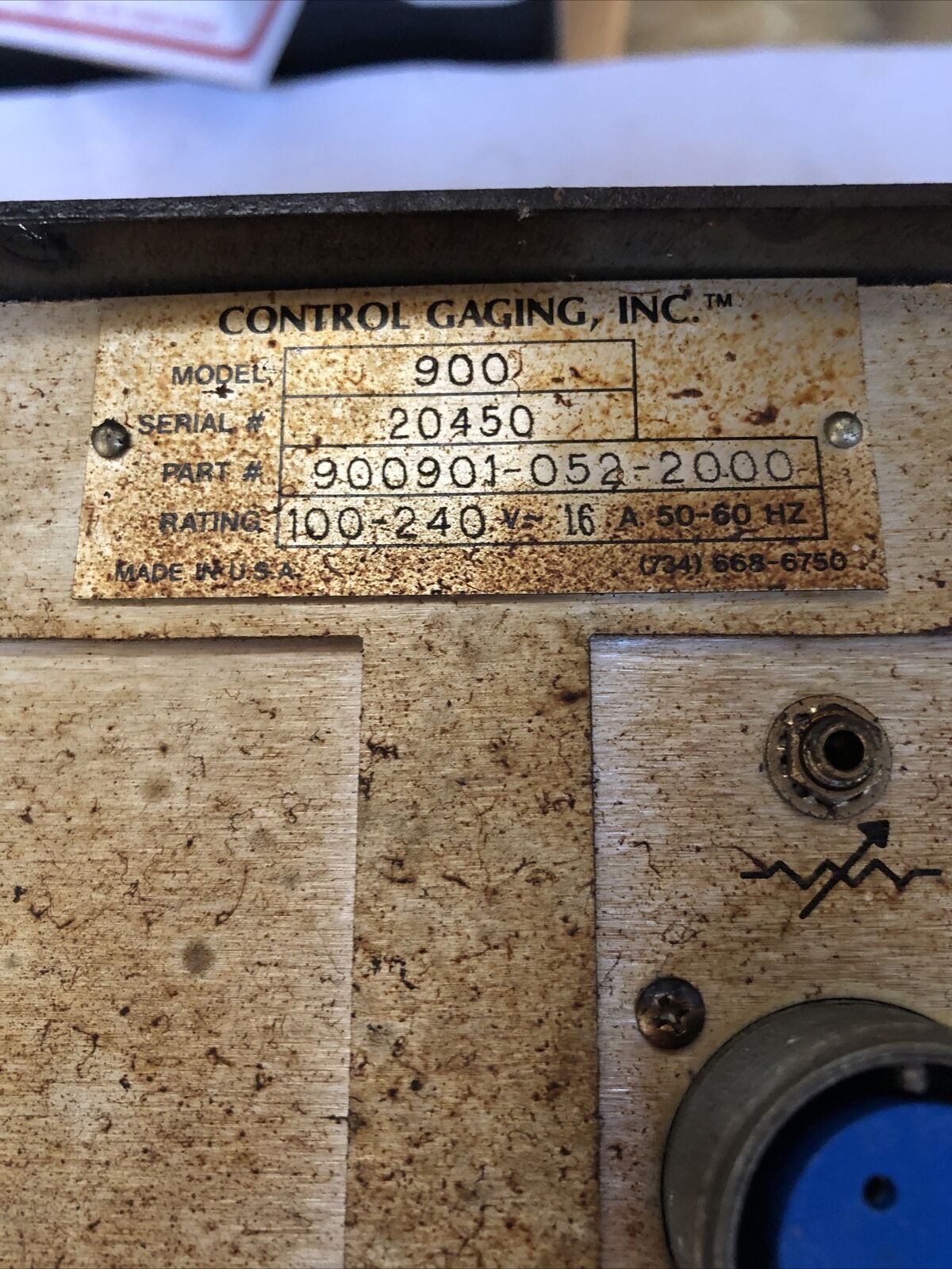 Control Gaging 900 Gaging Monitor, 250 V 900 20449,900901-052-2000,Cx,Fl