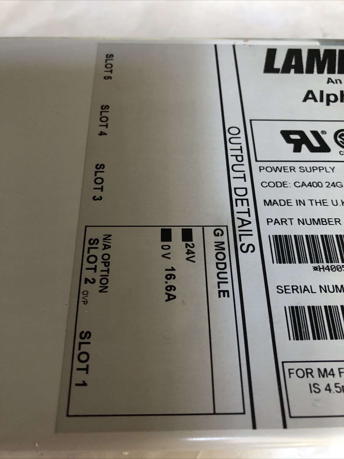 Lambda H40055,Alpha 400W Power Supply 24V Output,Fg
