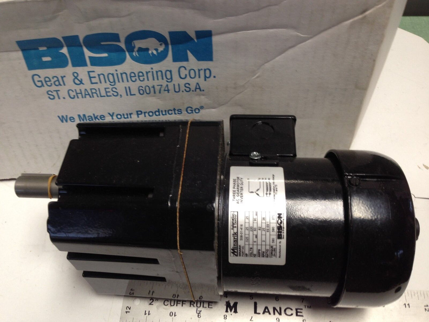 New Bison 508-01-416 Bison Gearmotor 230V 1/4Hp 0.82Amps Minarik,Tb