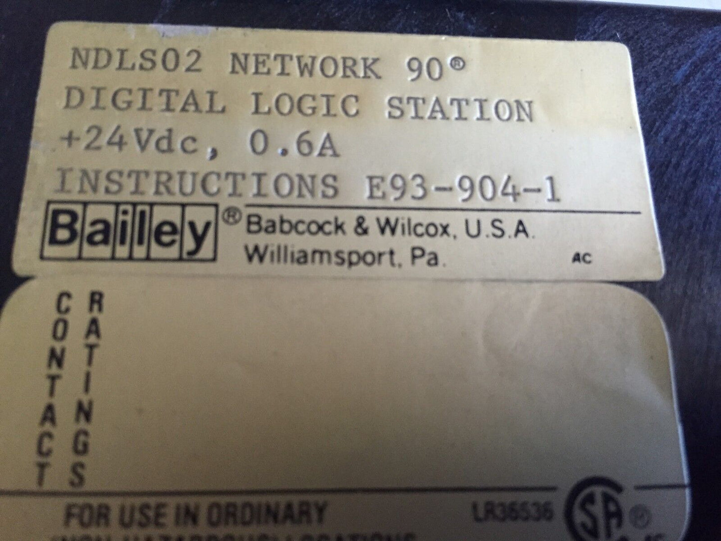 Bailey Ndls02,Network 90 Module Digital Logic Station Ma,E93-904-1,Ff