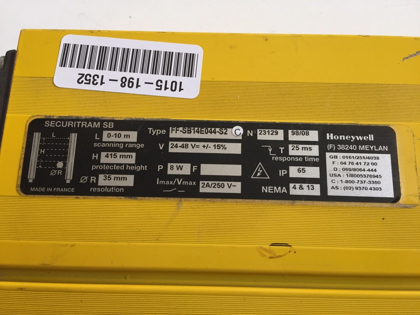 Honeywell Ff-Sb14e044-S2 Light Curtain Emitter,Height 415Mm Safety Curtain,Dd