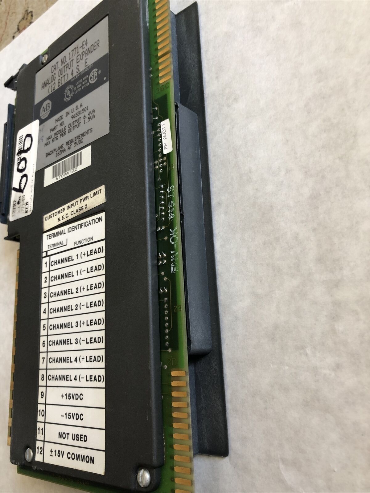 Allen Bradley 1771-E4,12 Bit Analog Output Expander Module A-B 1771-E4,Bf,Fj