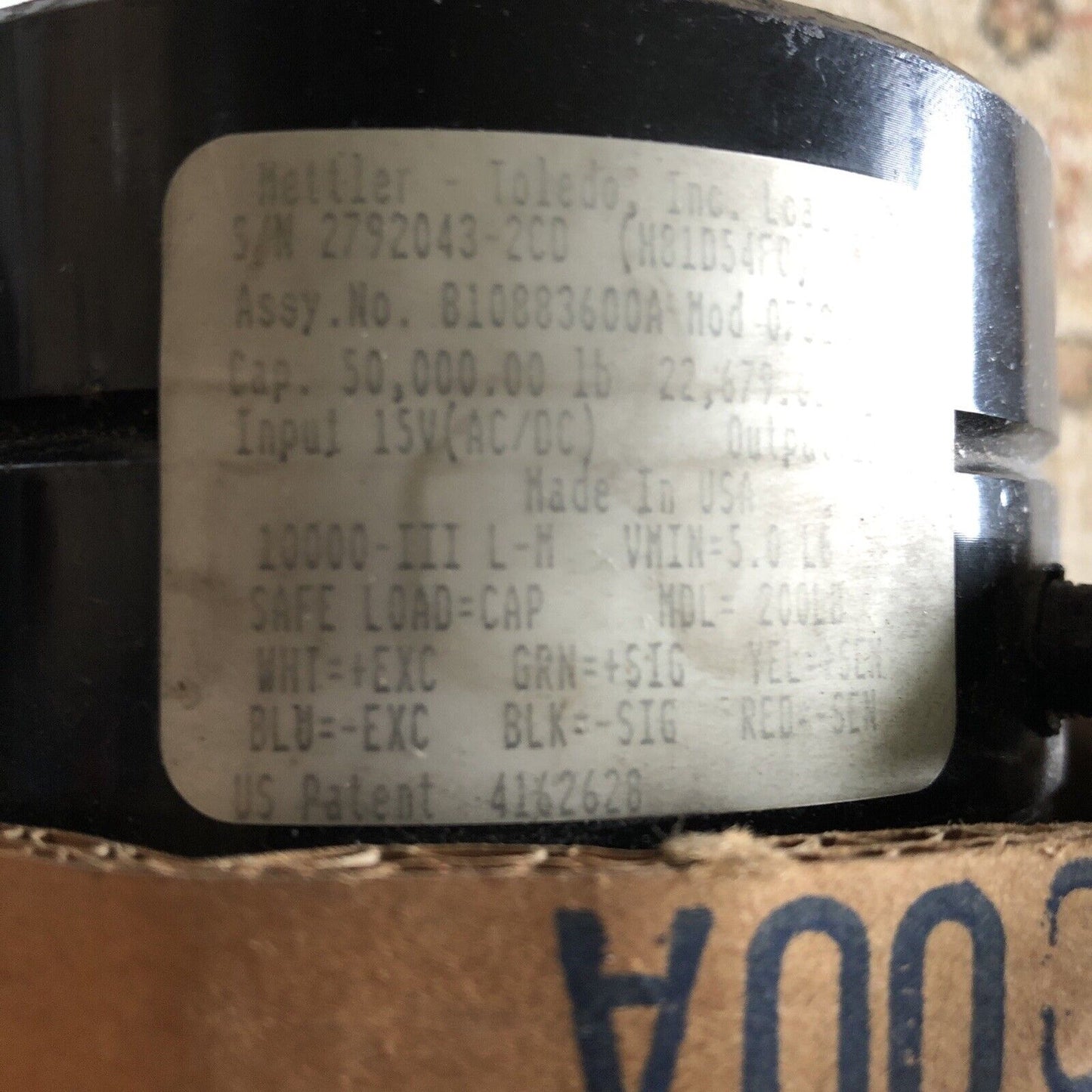 New Mettler Toledo B10883600a Scale Load Cell 50,000Lb/22,679Kg Capacity 15V,Br