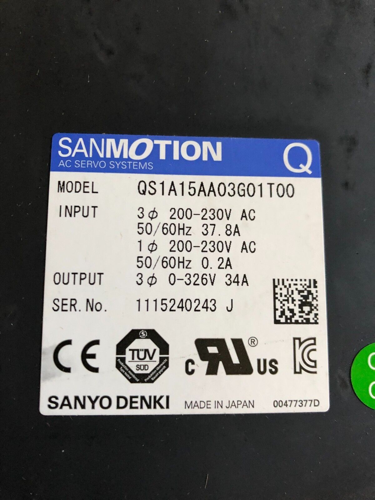 New Sanyo Denki Qs1a15aa03g01t00,Sanmotion Qs1a15aa03g01t00,Sc