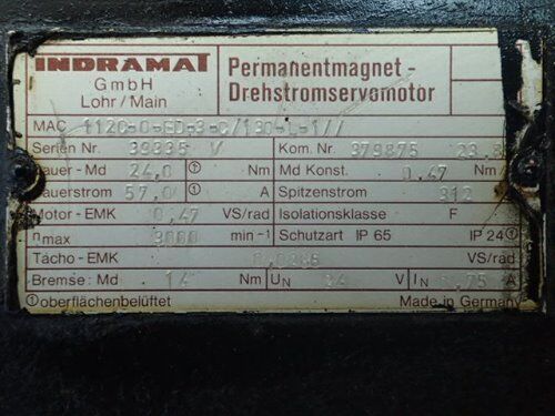 Indramat 112C-0-Ed-3-C/130-L-1,112C,379875 Servo Motor,112C-0-Fd-3-C/130-L-1,Ti
