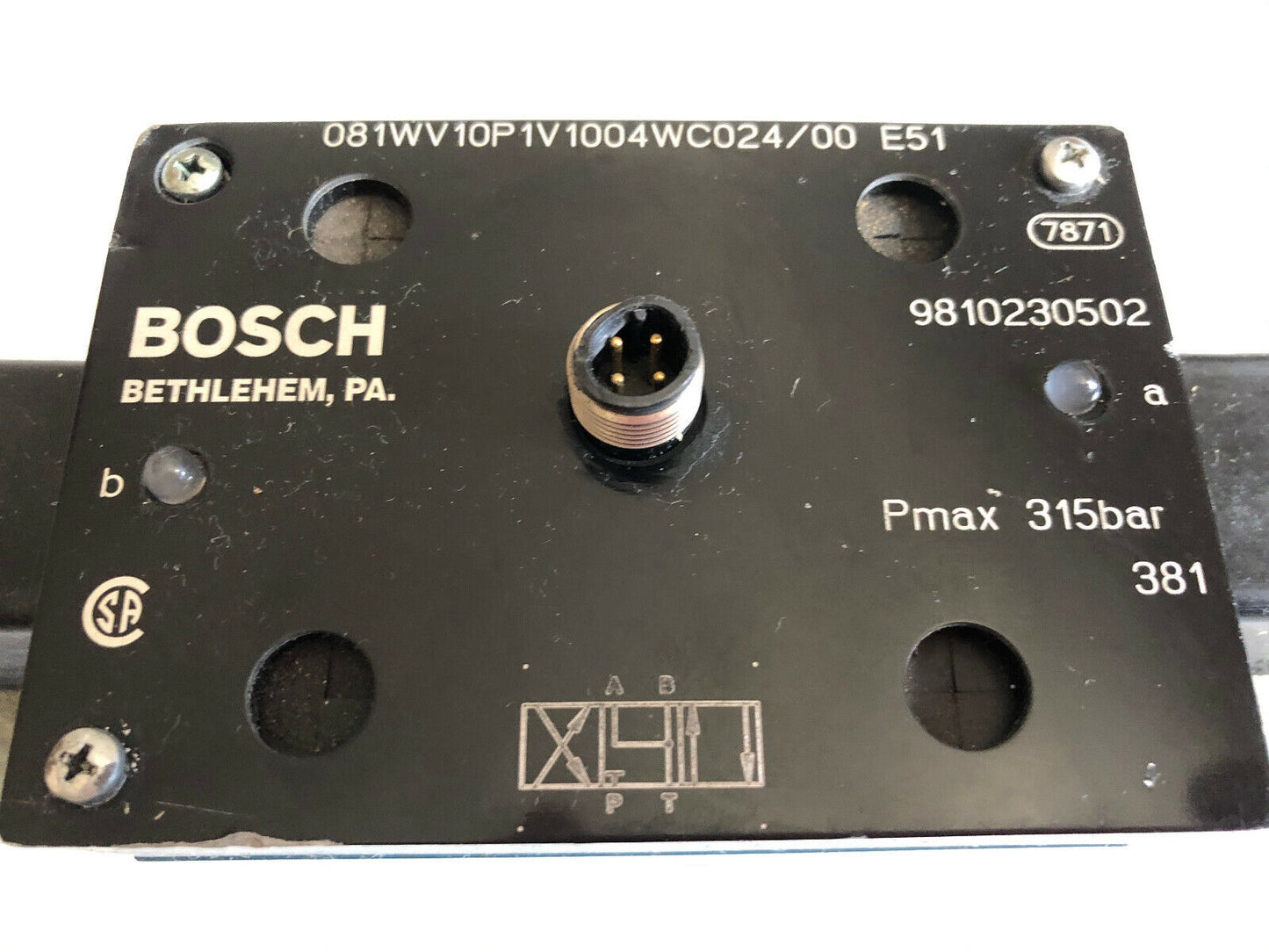 Bosch 081Wv10p1v1004wc024/00 E51 Hydraulic Proportional Solenoid Valve,24 Vdc,An