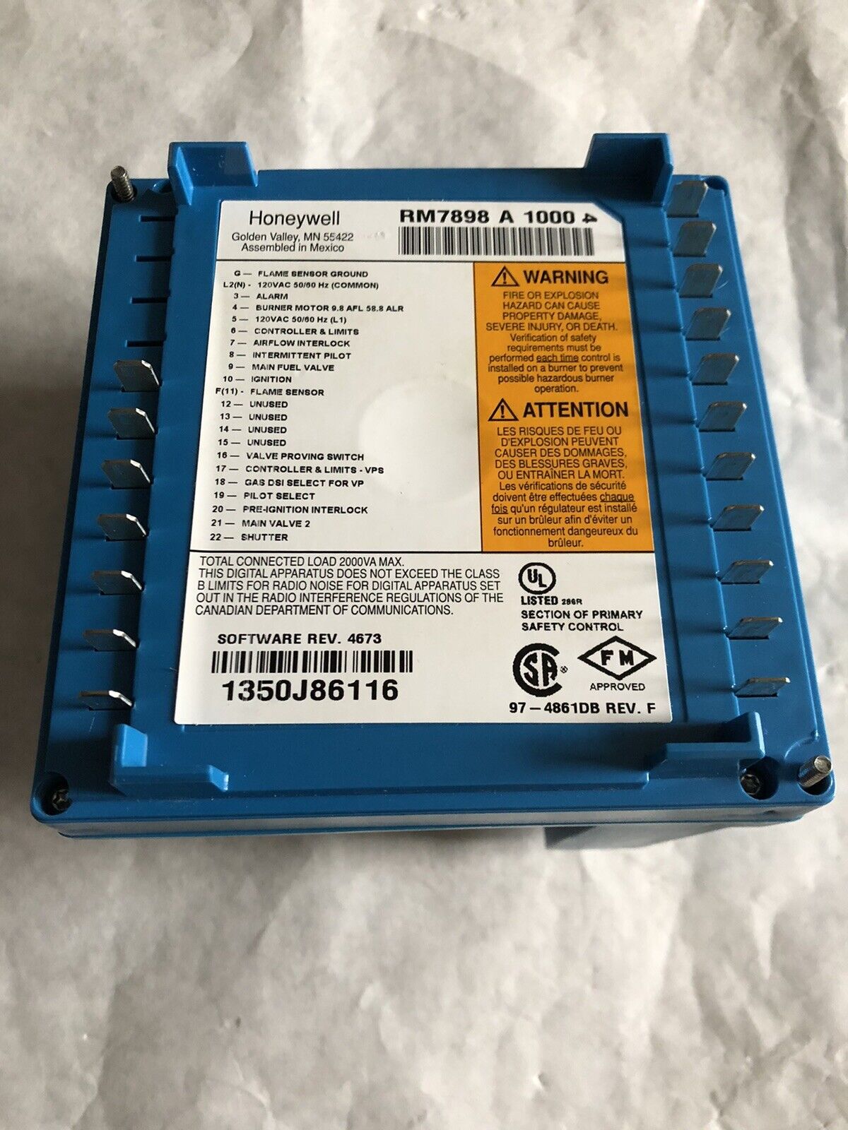 New Honeywell Rm7898a1000 Burner Control,Rm7898 A 1000 Burner (0Hour/76Cycle),Eu