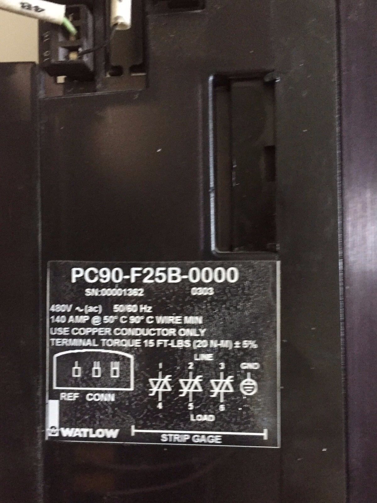 Watlow Pc90-F25b-0000 Solid State Power Control 480V,140A Power,Bh