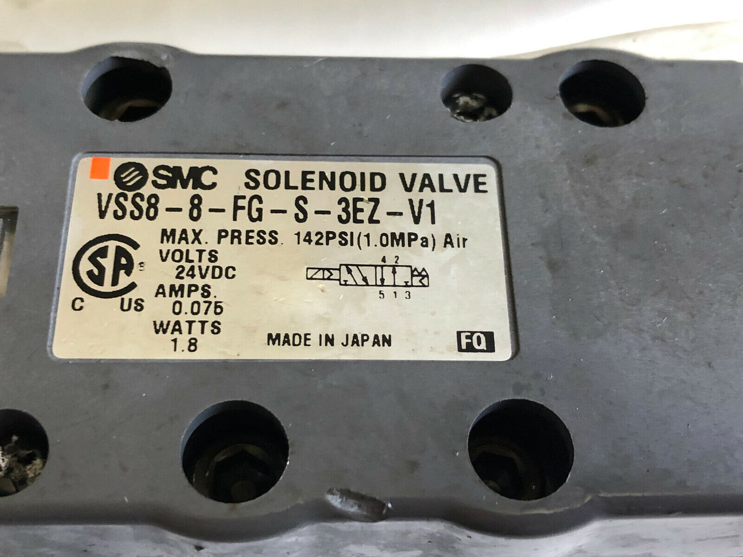 New Smc Vss8-8-Fg-D-3Ez-V1 Pneumatic Solenoid Valve Dc21-26V, 24 Vdc,Sr