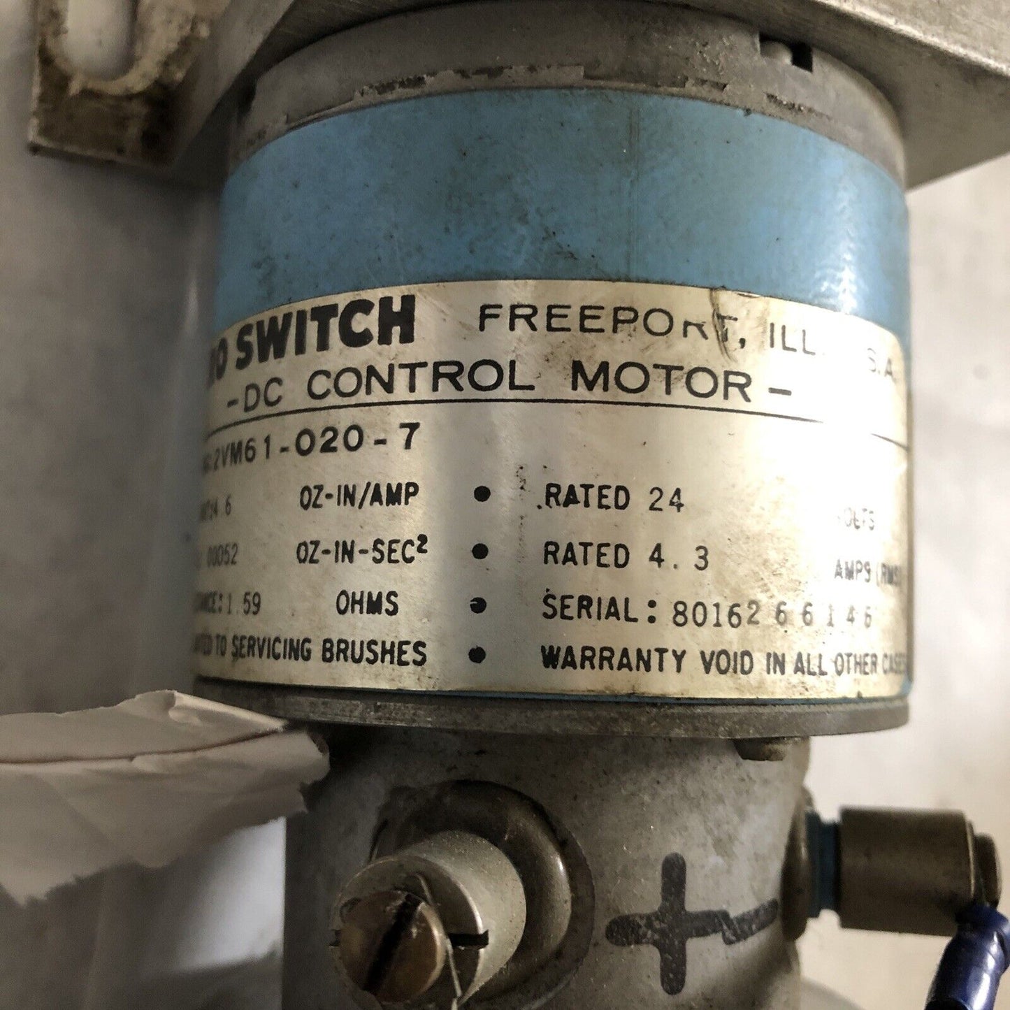 Micro Switch 2Vm61-020-7 Dc Control Motor,Dc Analog Tachometer,Bw