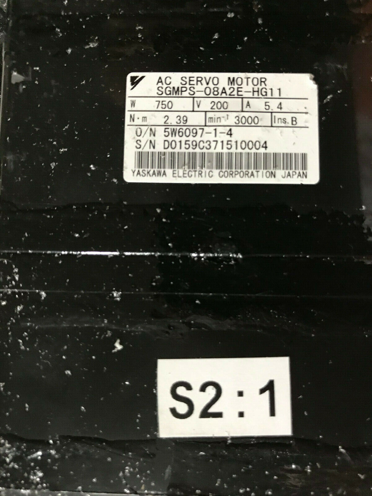 Yaskawa Sgmps-08A2e-Hg11 Ac Servo Motor,W-750,200V,5.4A,3000Rpm (Wire Damage),So