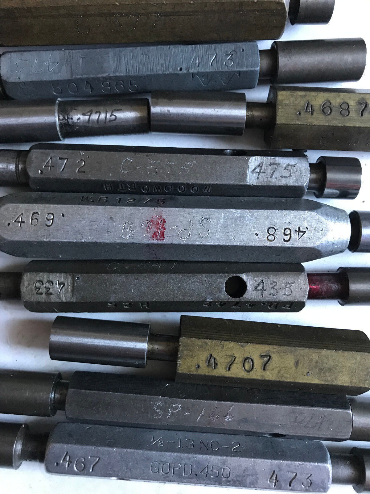 Lot The Pipe Machinery Go No Go Plug Gage .474,.476,.468,.469,.4735,.466,.476,Sa