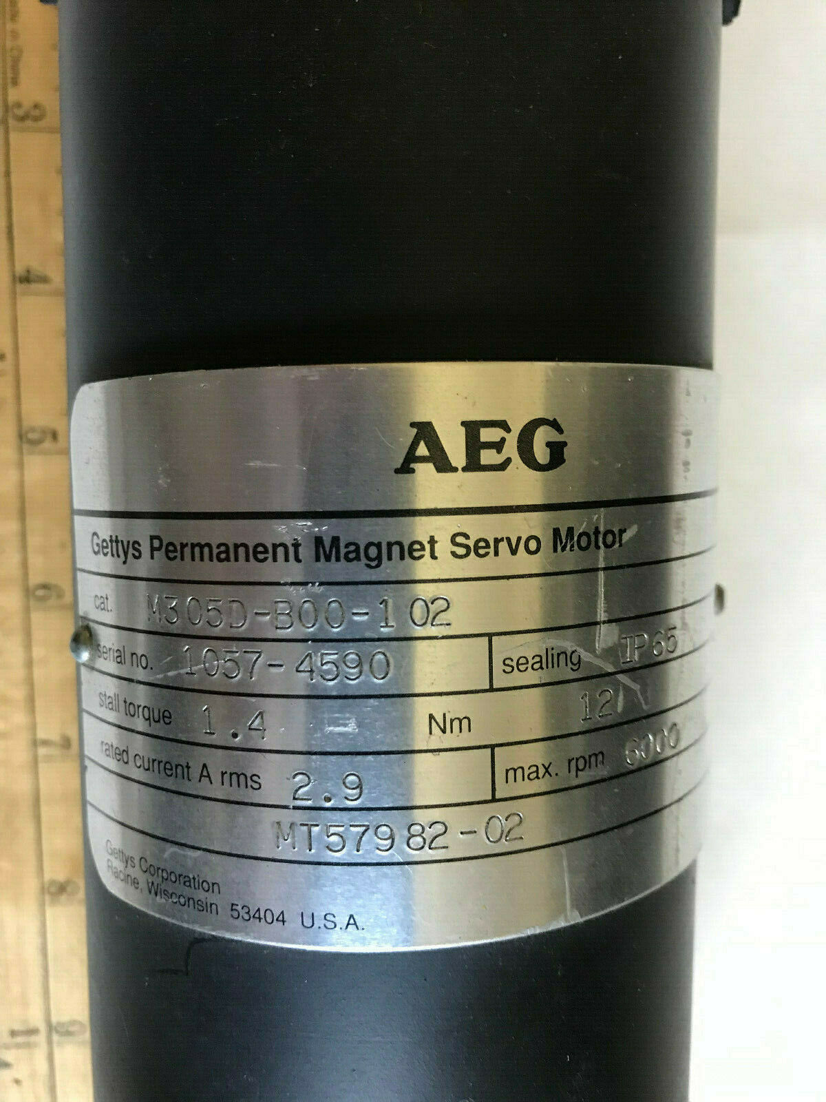 Aeg M305d-B00-102 Gettys Permanent Magnet Servo Motor,Mt57982-03,6000 Rpm,Th