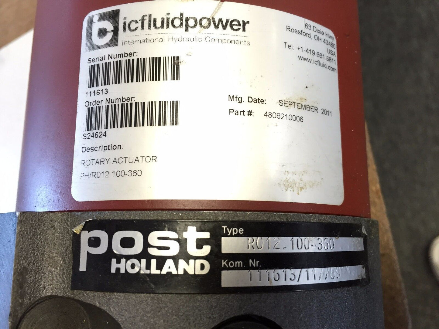 International Hydraulic Ph/ R012.100-360,Ic 4806210006 Rotary Actuator,R100,Dj