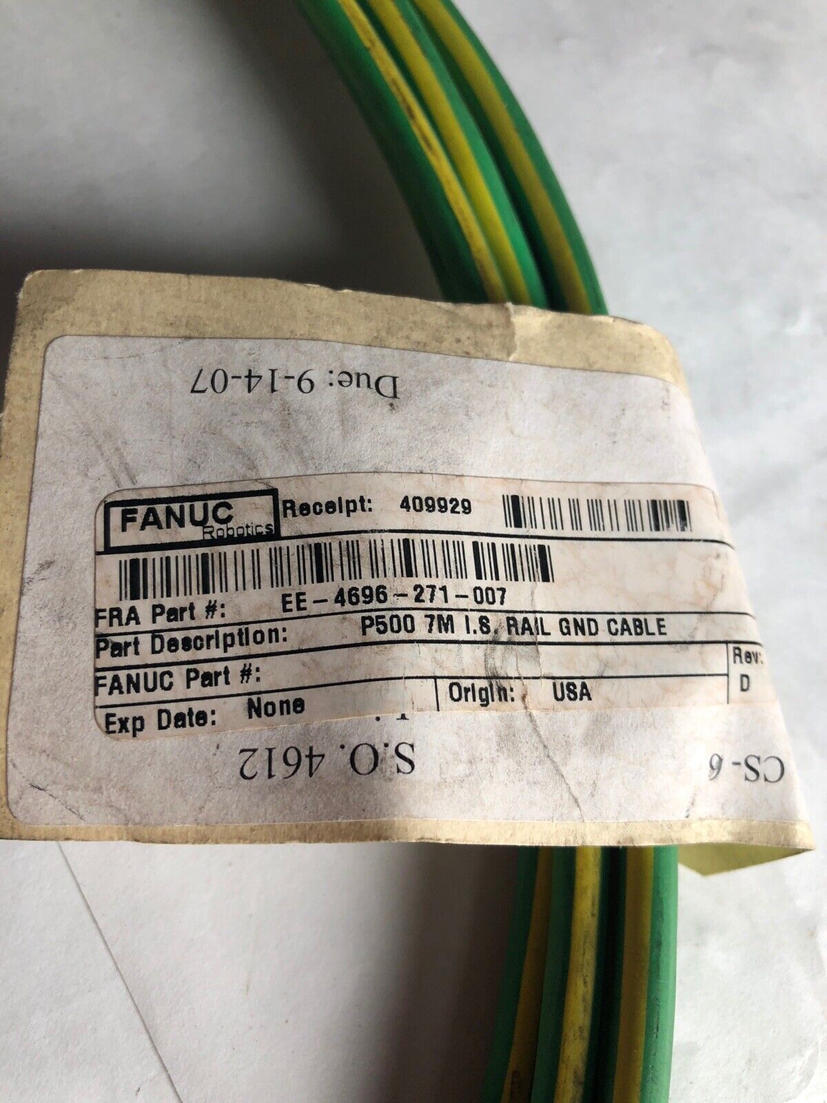 New Fanuc  Ee-4696-271-007 Cable I.S.Gnd, Iisol Rev D Cable,Ag