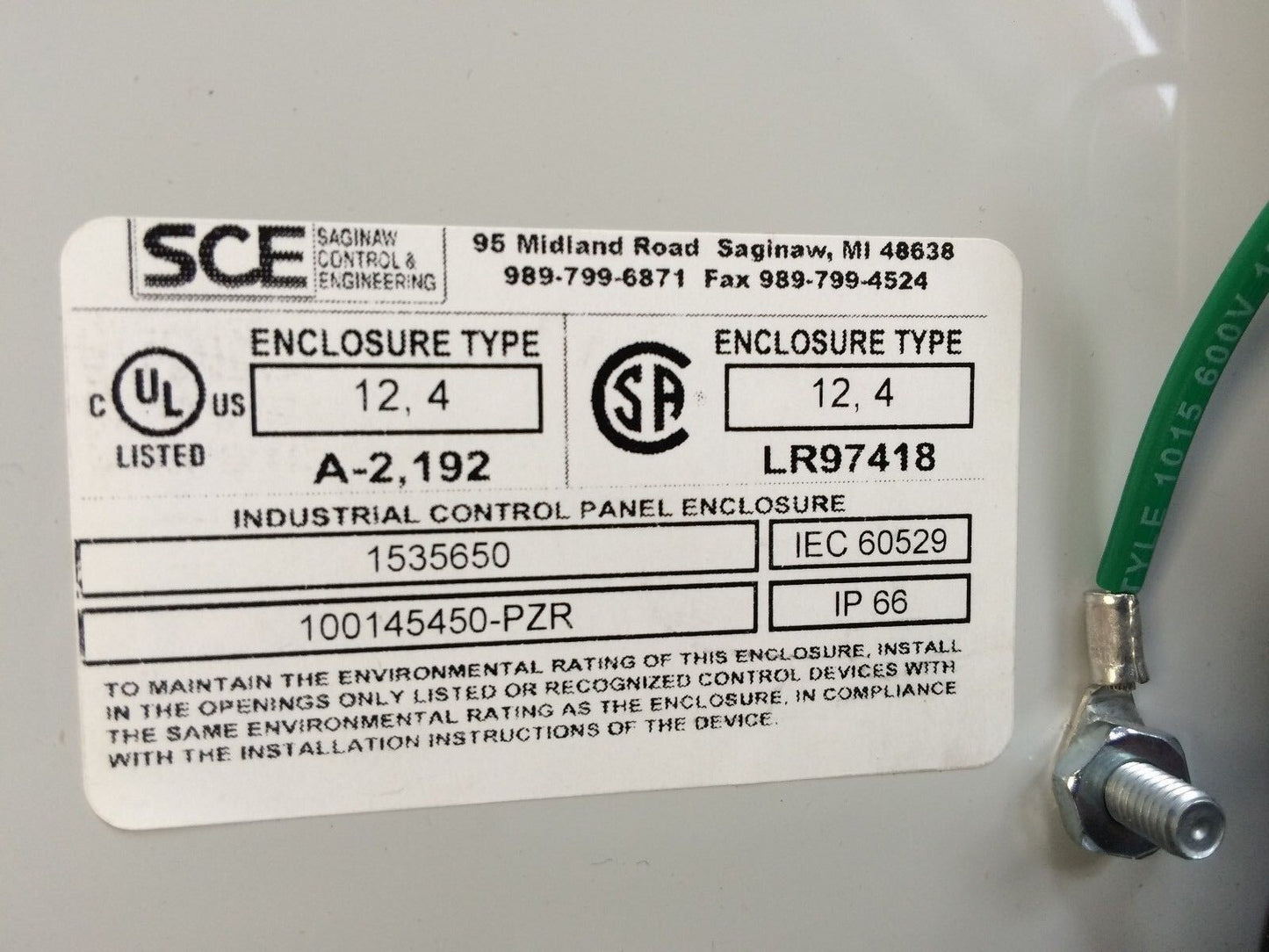 New Sce 100145450-Pzr Saginaw,1535650 Reversing Electrical Control Panel,A-2,Th