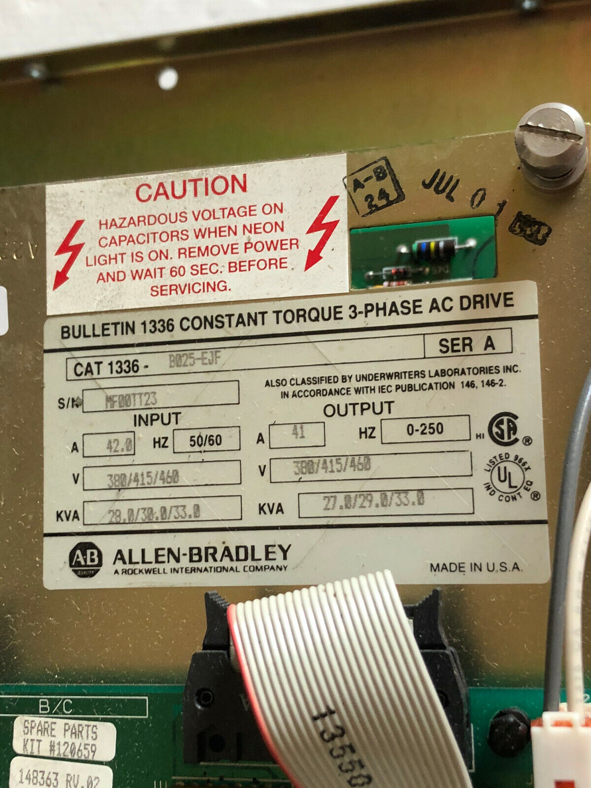 Allen Bradley 1336-B025-Ejf,1336-Bo25-Ejf 3-Phase Ac Drive,42.0 A,28.0/30/33,Ew