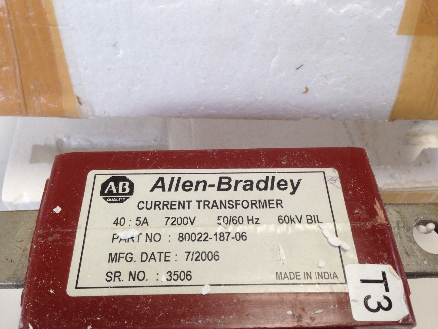 New Allen Bradley 80022-187-06 Current Transformer 40: 5A 7200V 60Kv,Dh