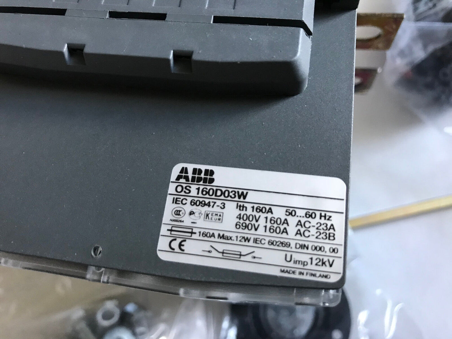 New Abb Os160d03w,1Sca022730r6650 Switch Fuse 160A 690V 3-Nap. Os160d03w-71,Aj