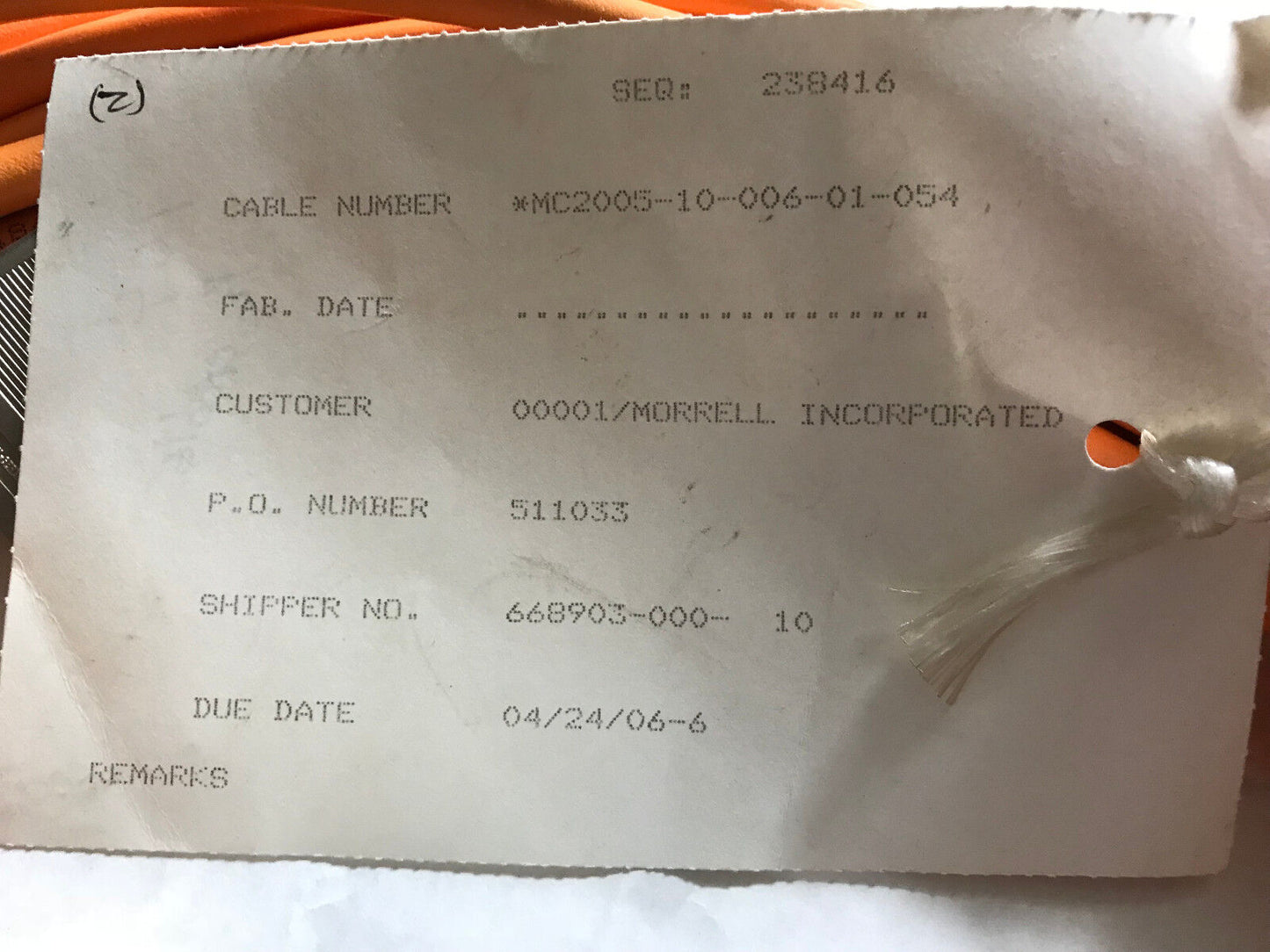 Rexroth Morrell Mc2005-10-006-01-054,Ink0448,E42256 Servo Cable 668903,20233,Ah