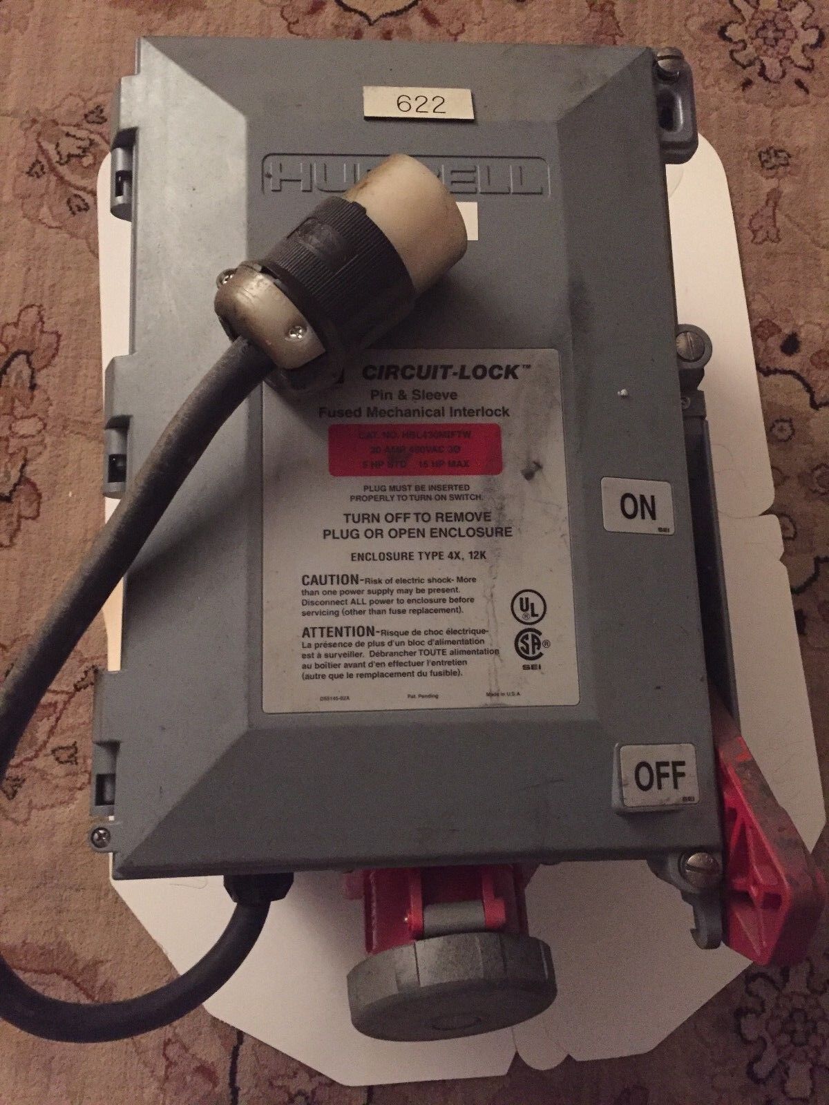 Hubbell Hbl430mif7w,Plug, Circuit Lock Pin & Sleeve Fused Interlock,Ae