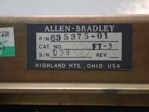 Allen Bradley 635375-01,Allen-Bradley Ft-3 Cnc Memory Power Supply Controller,Cu