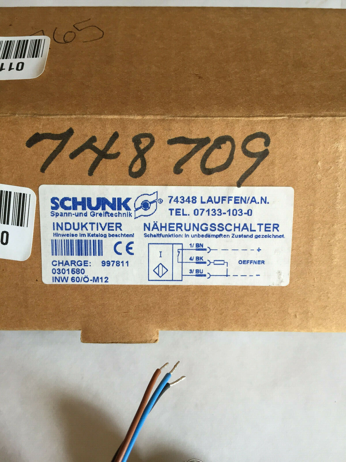 New Schunk 0301580 Inductive Proximity Sensor 0301503 0196/116399,0.33.194.00,Sl