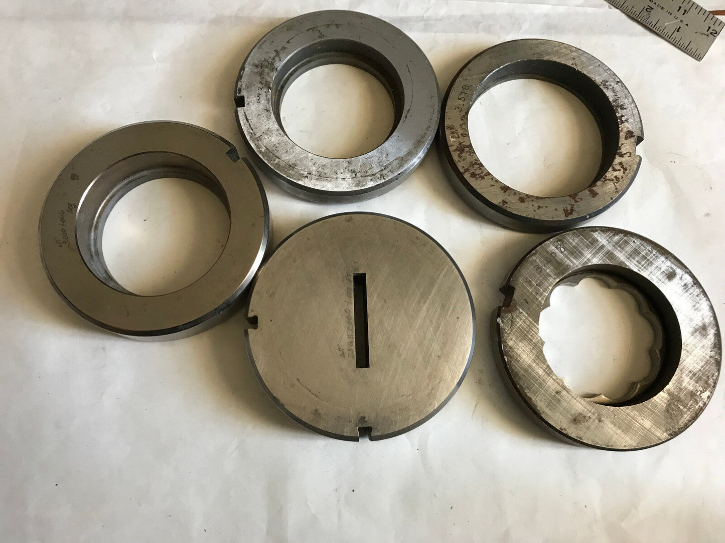 6 Wilson Thick Turret Dies Mixed Lot, Round Square Rectangle,5" Dia,Sc