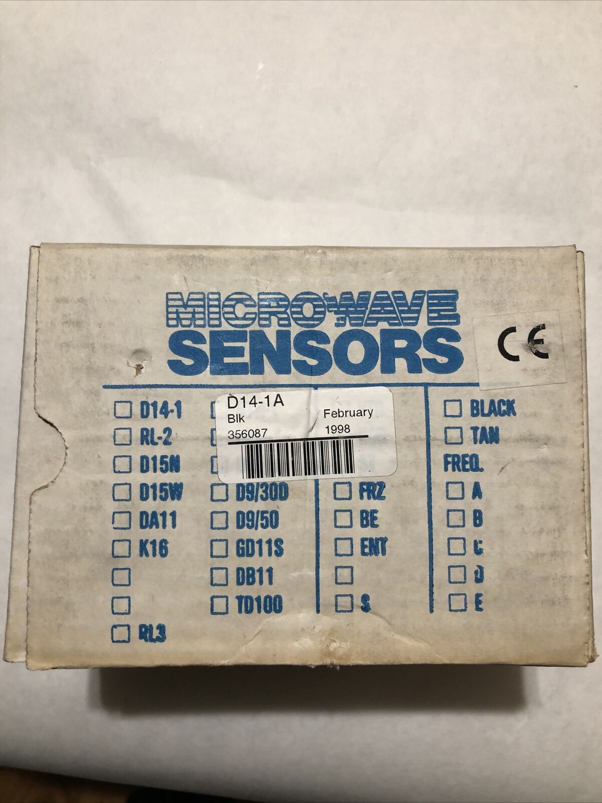 New Microwave Sensors Inc Presence Sensor 24Vac Black D14-1A  Blk,De