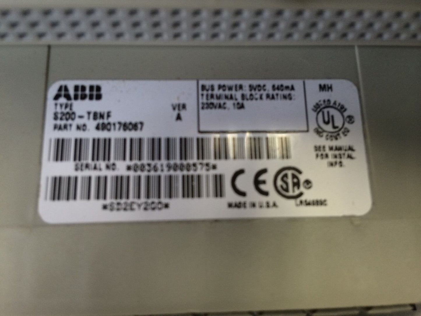 New Abb S200-Tbnf 490176067 Asea Terminal Block Fused 8Point 24Vdc-240Vac,Fg