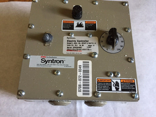 Syntron C-8Cr-2A-2Fo/Pt,#184710-A 112V Ph1 12A Electric Controller,Av