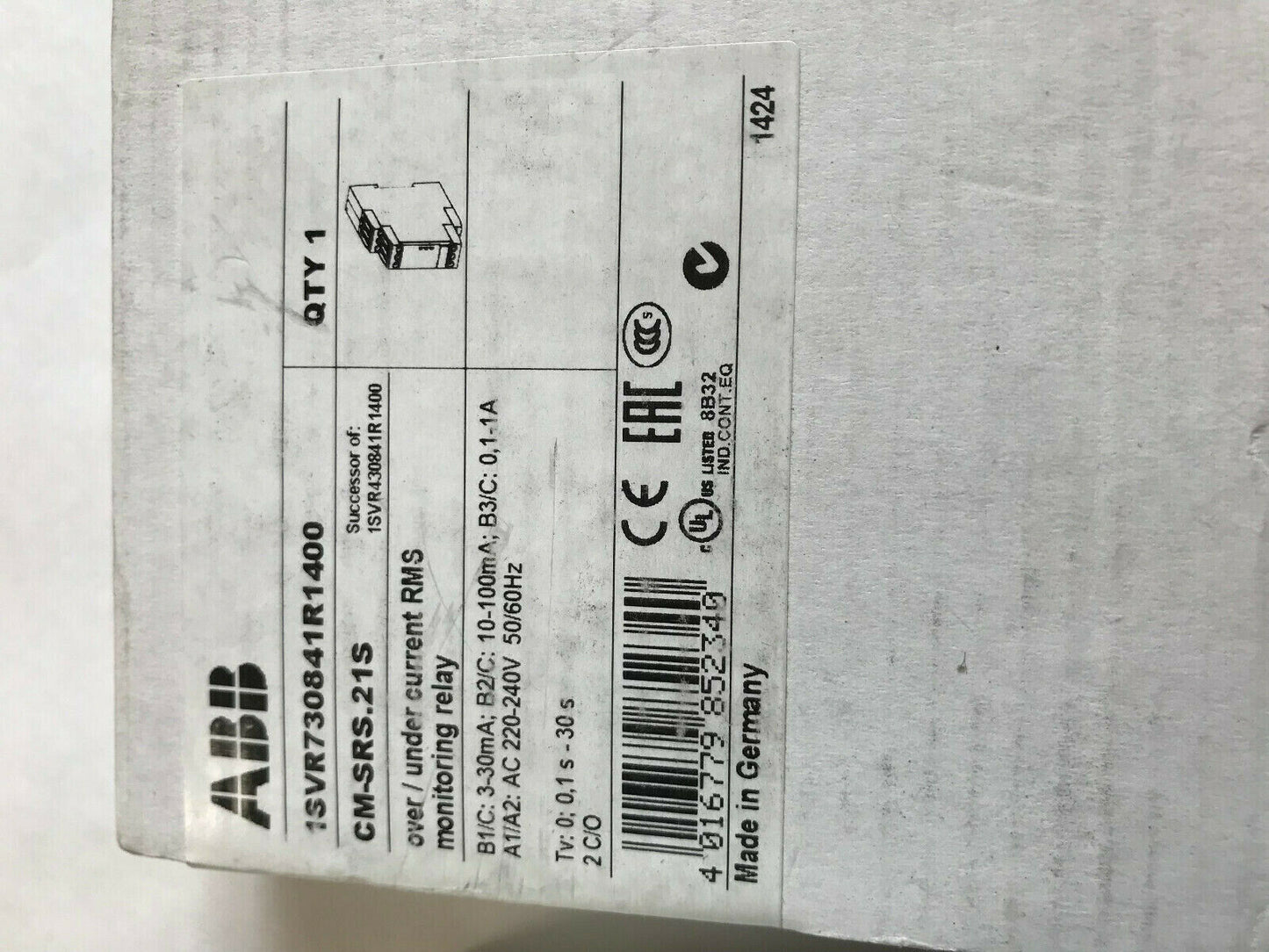 New Abb 1Svr730841r1400,Abb Cm-Srs Protection Relay Abb Cm-Srs.21S,Sd