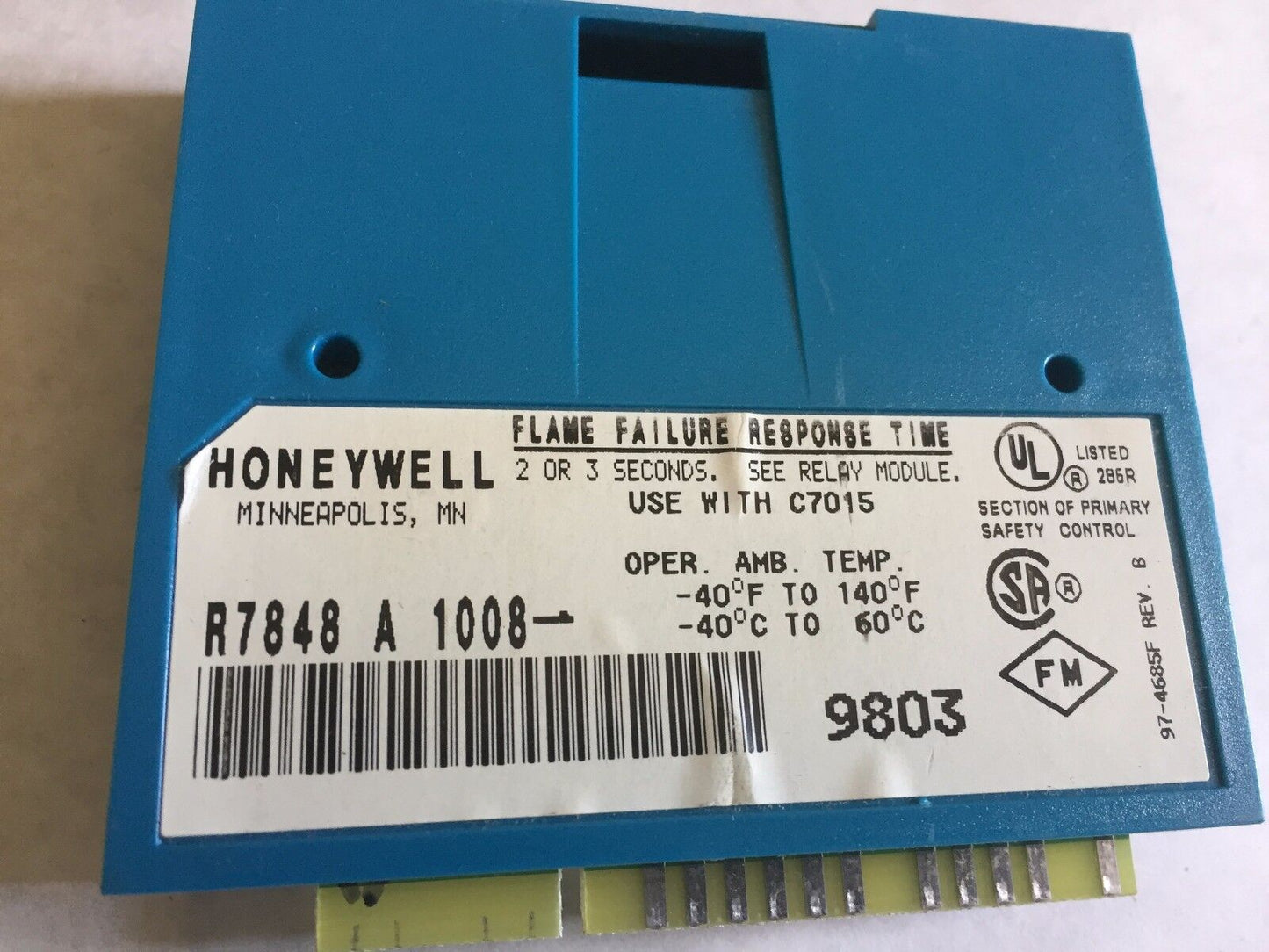 Honeywell R7848 A 1008,Honeywell Infrared Flame Amplifier Burner Control,Er,Tl