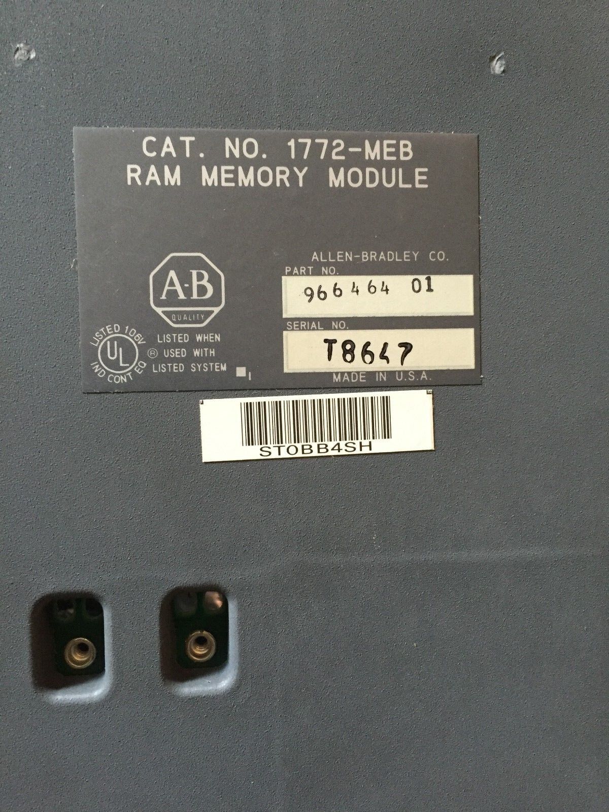 Allen Bradley 1772-Meb,960223 Rev-E2,966464 01,Ram Memory 16K Ram Plc-2/30,St