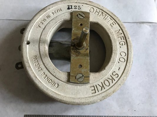 New 0862 Ohmite 125 Ohm 2A Rheostat 8137 600V,Ohmite Model-R,Spec 0862,Es