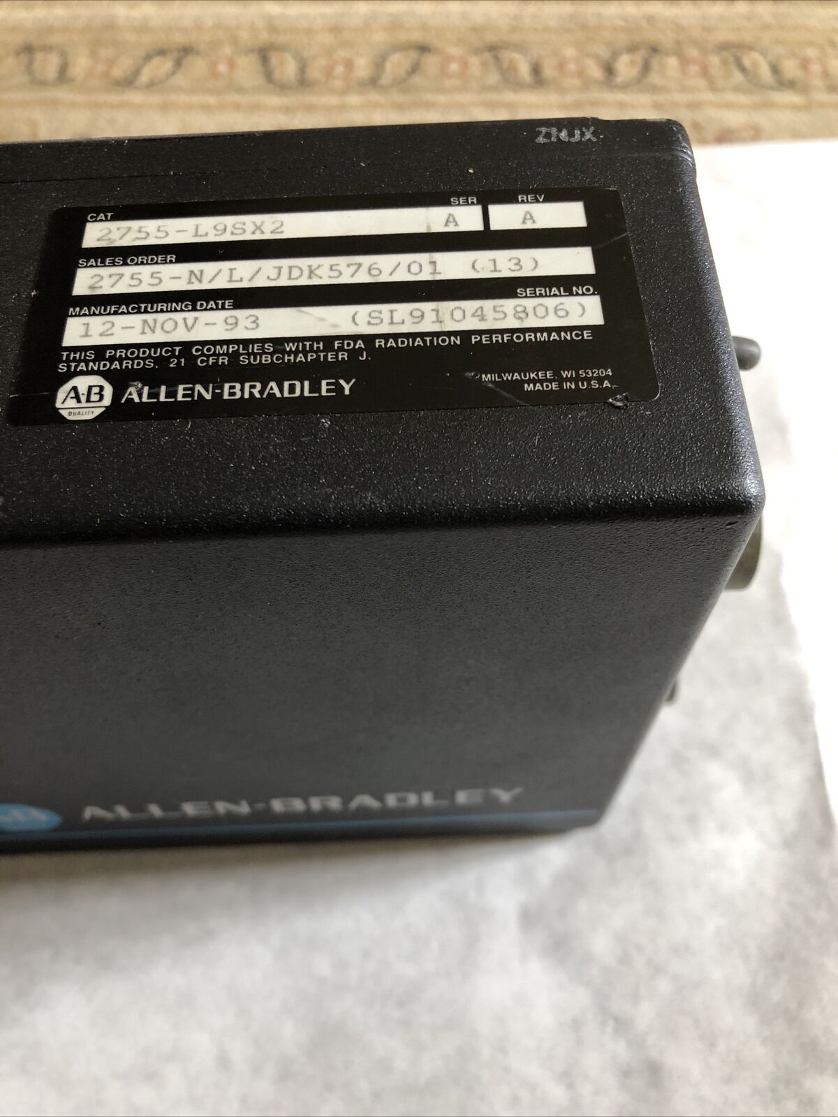 Allen Bradley 2755-L9sx2,2755-N/L/Jdk576/01 (13),L9, Bar Code Reader,Cv