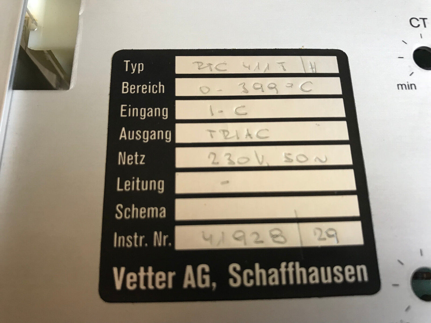 Vetter Rtc-411T/H Temperature Controller 32 Ma,230V 41928/29,Ag,Schaffhausen,Ab