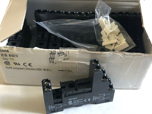 New Lot 10 Parajust  Es-50/3 Relay Socket 1Nc/1No 10/12Amp 300Vac,Ag