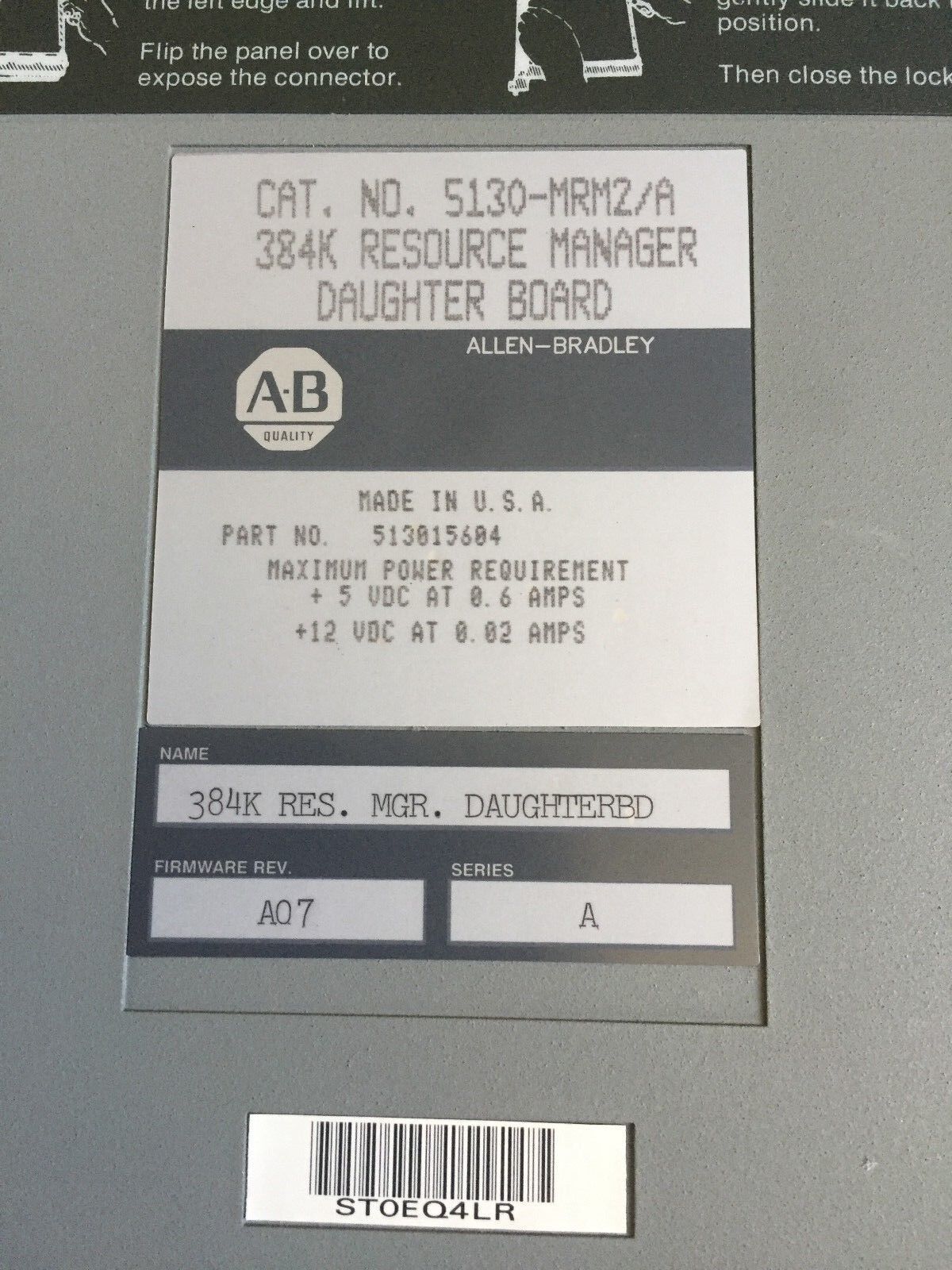 Allen Bradley 5130-Mrm2/A, 384K Resource Manager Daughter Board,En,Ew