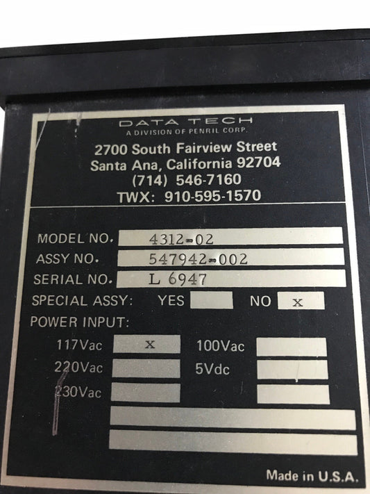 Data-Tech 4312-02,Rosemount 3649-80000 Centigrade Temperature Meter 547942-002