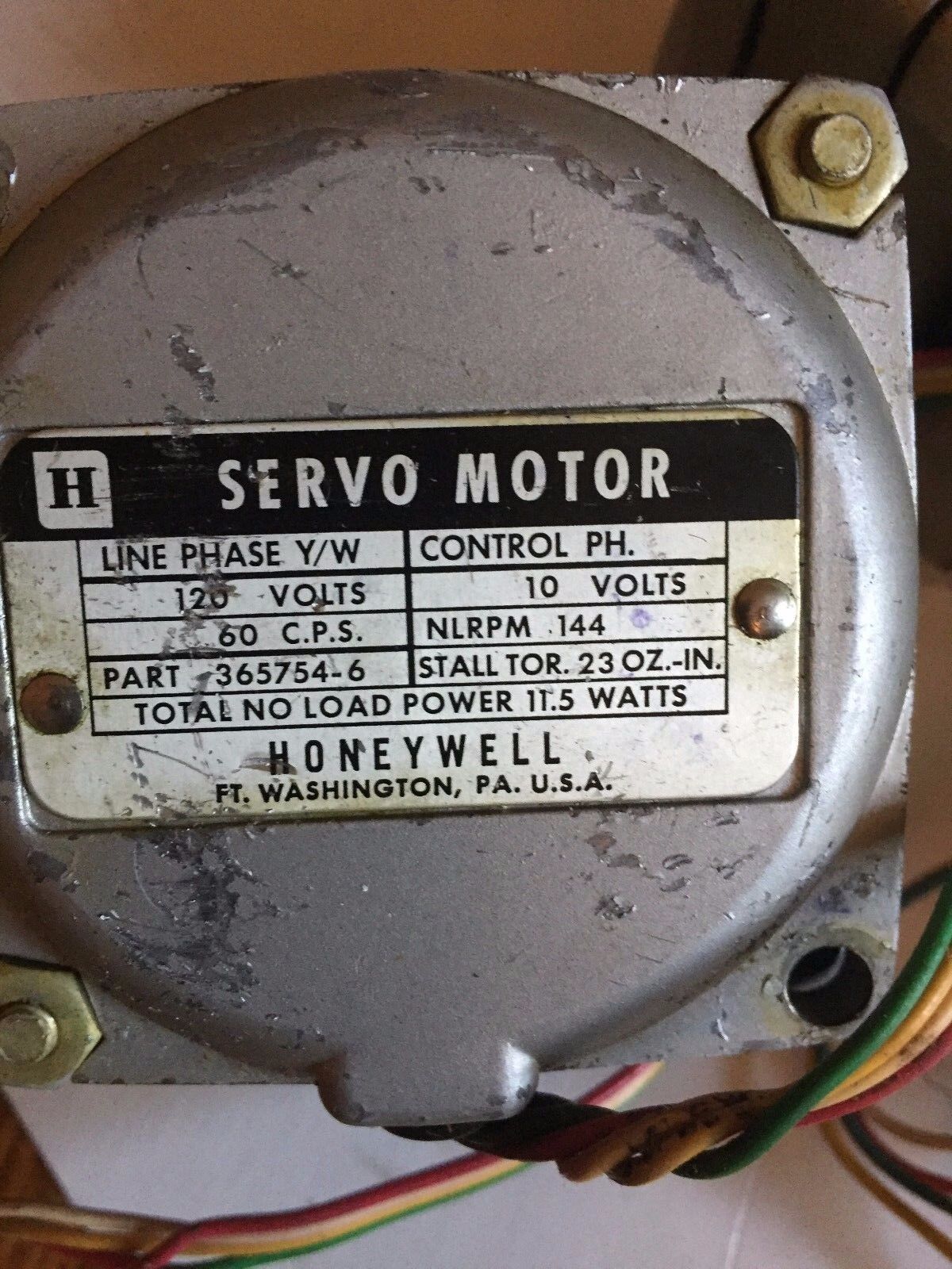 Honeywell 365754-6,3657546 Servo Motor 120V 60Cps 11.5W Gear Ratio 10:1,Ec