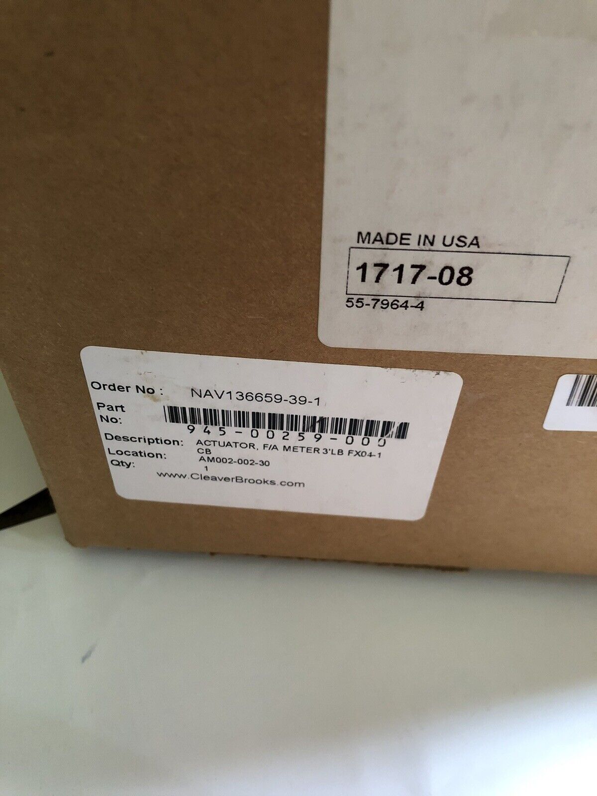 New Cleaver Brooks 945-259 4Nm Motor, 945259,1717-08,An