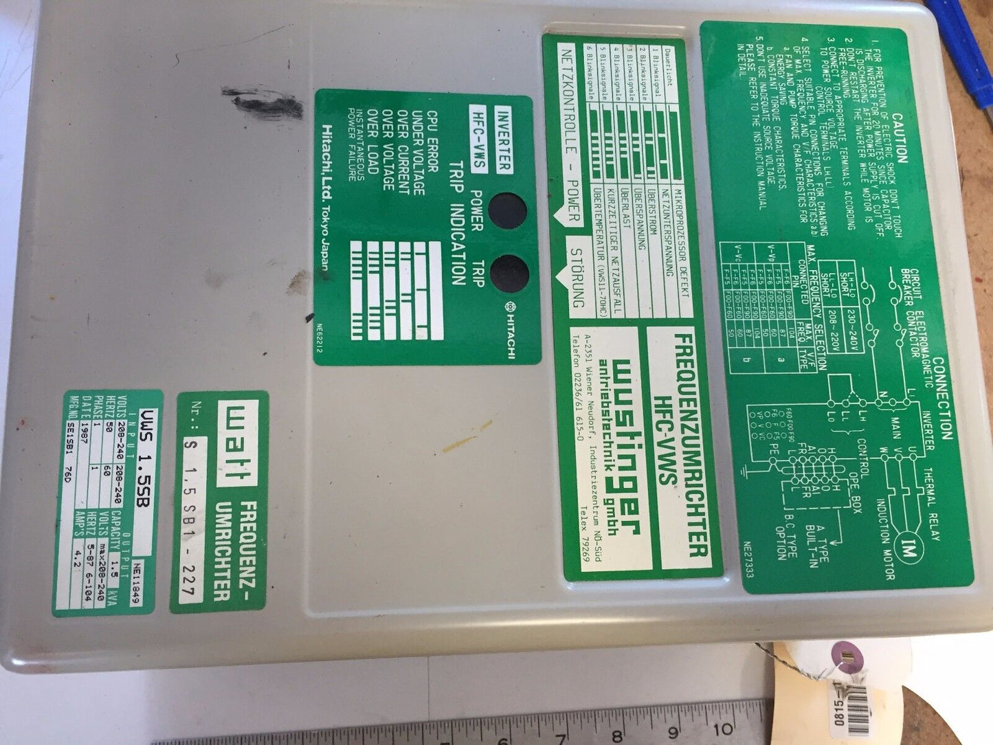 Watt S 1.5Sb1-227,Hfc-Vws Watt,Vws 1.5Sb Ac Drive,1.5 Kwa,240 Vac,Sb