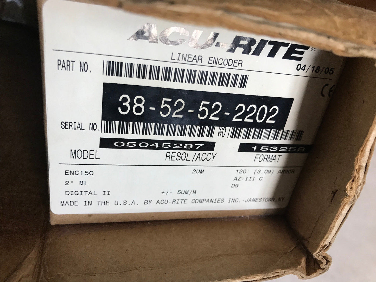 New Acu-Rite 3852522202 Linear Encoder,38-52-52-2202,385210-102,D9to Ms,Sh