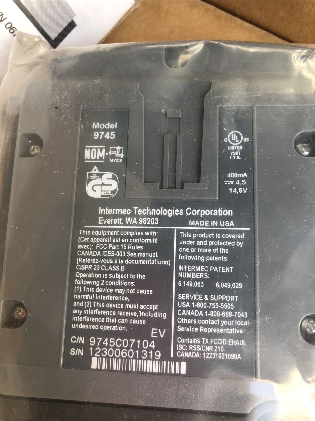 New Intermec 9745,9745C07104 Technologies, 9745,Microbar 9745 Base Station,Fk