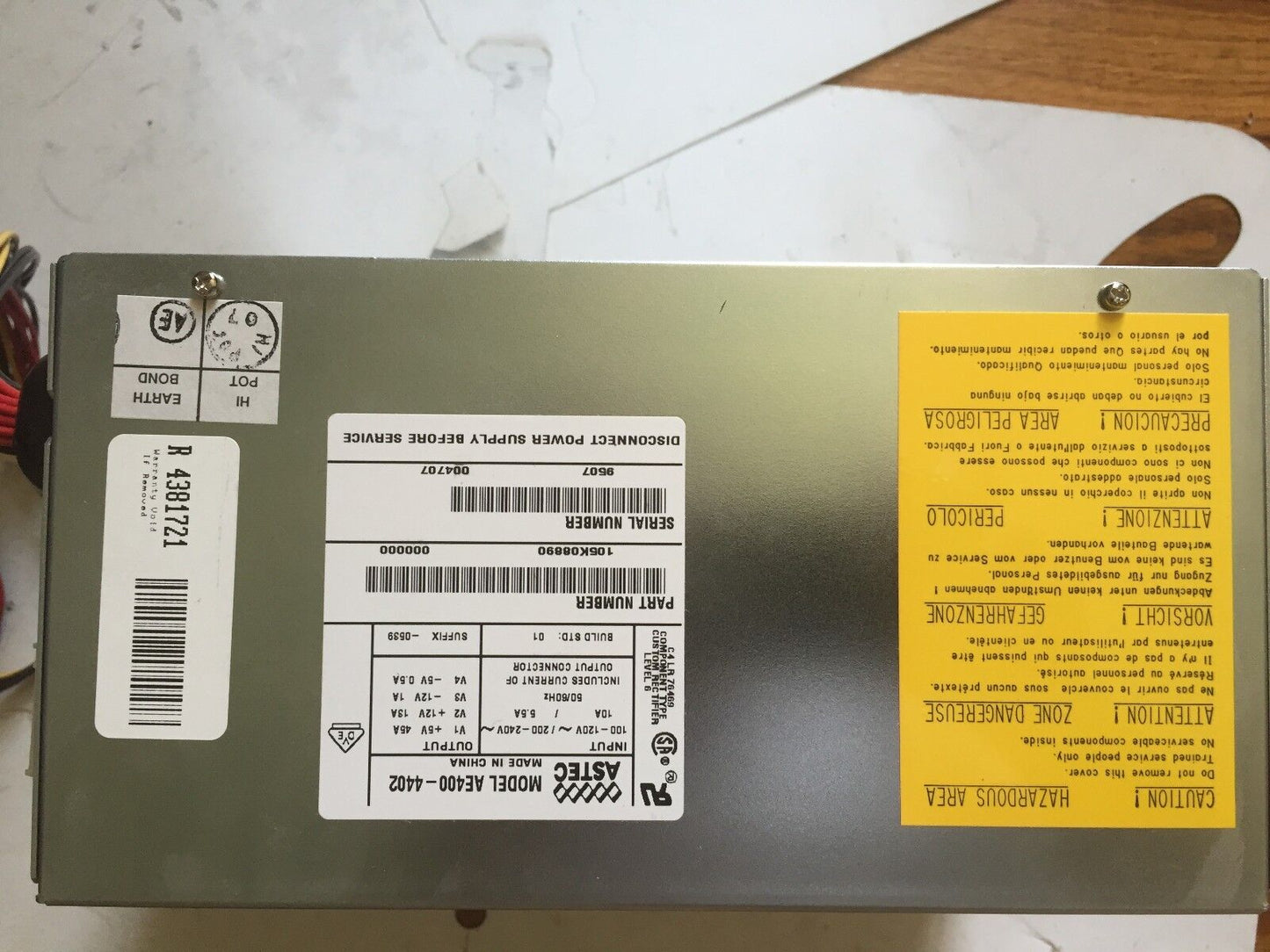 New Astec Ae400-4402,105K08890 Emerson Power Supply 120/240Vac,Cy